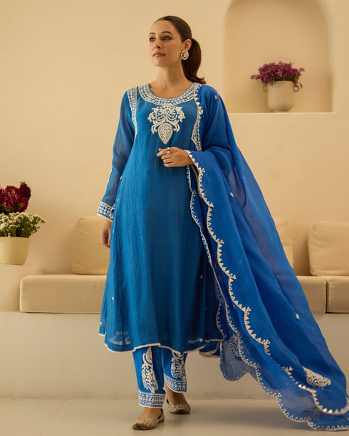 Blue Jasmine – Dori Embroidered A-Line Suit Set